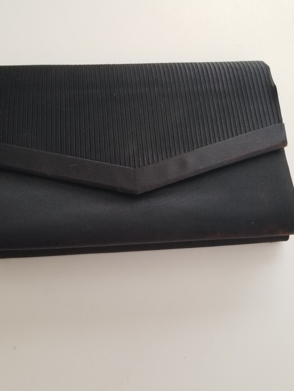 Vintage La Regale Black Satin Envelope Clutch Purse Evening Bag